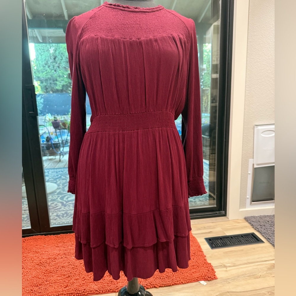 Knox Rose XXL Burgundy Long Sleeve Dress #DR0011